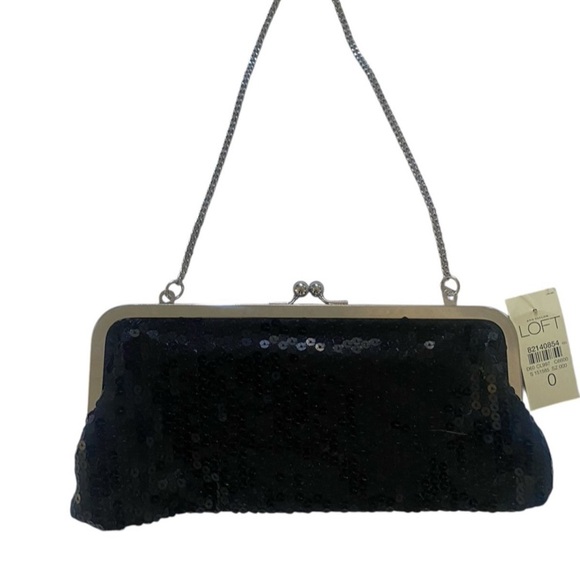 Ann Taylor LOFT Black Sequin
Clutch Bag Purse Evening Cocktail 10.5"X4.5" NWT - Picture 2 of 5